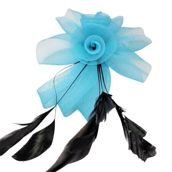 Turquoise Blue Fascinator Hair Clip Flower Corsage Flower Floral Hair Accessory - Picture 2 of 11